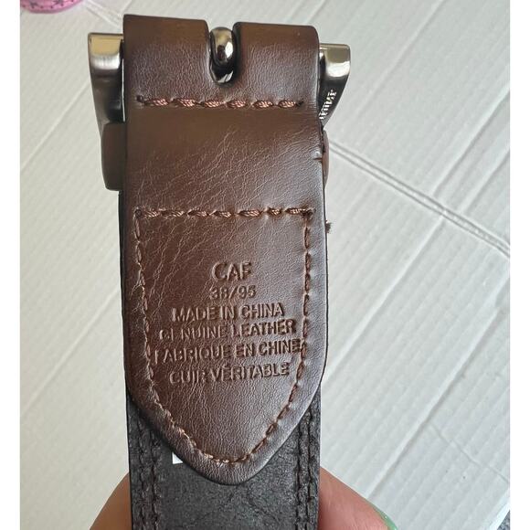 DONALD J TRUMP SIGNATURE COLLECTION BROWN BRAIDED SILVER BUCKLE LEATHER BELT 38 - Picture 10 of 12